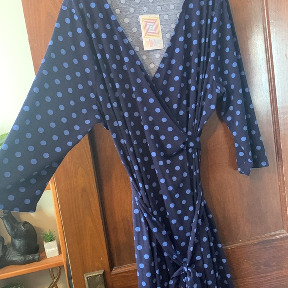 Brand new Lularoe navy blue polka dot true wrap midi dress 😍😍😍 - Picture 12 of 12